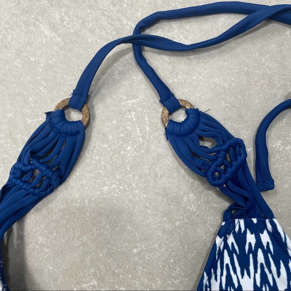 Playa Swim One Piece Blue & White Ikkat Size M - Picture 4 of 8